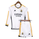 Real Madrid Home Long Sleeve Kids Soccer Jerseys Kit 2023/24