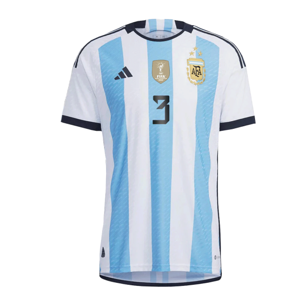 New TAGLIAFICO #3 Argentina Three Stars Home World Cup 2022 Champion Authentic Jersey