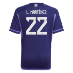 L. MARTINEZ #22 Argentina Three Stars Away Jersey World Cup 2022