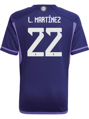 L. MARTINEZ #22 Argentina Three Stars Away Jersey World Cup 2022