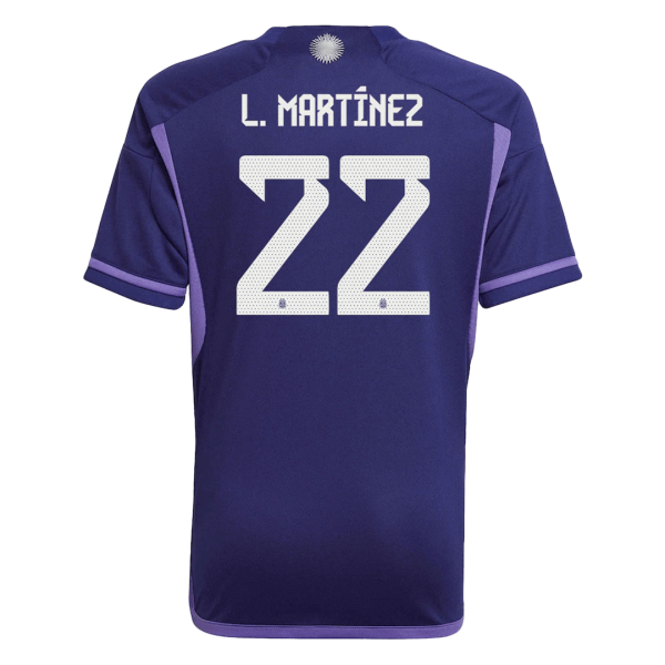 L. MARTINEZ #22 Argentina Three Stars Away Jersey World Cup 2022