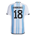 G. RODRIGUEZ #18 Argentina Three Stars Home Authentic Jersey World Cup 2022