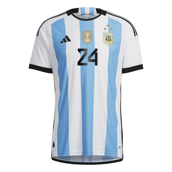 E. FERNANDEZ #24 Argentina Three Stars Home Authentic Jersey World Cup 2022