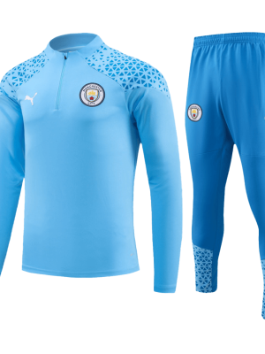 Manchester City 1/4 Zip Tracksuit 2023/24 Kids Blue