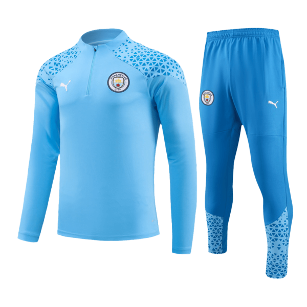 Manchester City 1/4 Zip Tracksuit 2023/24 Kids Blue