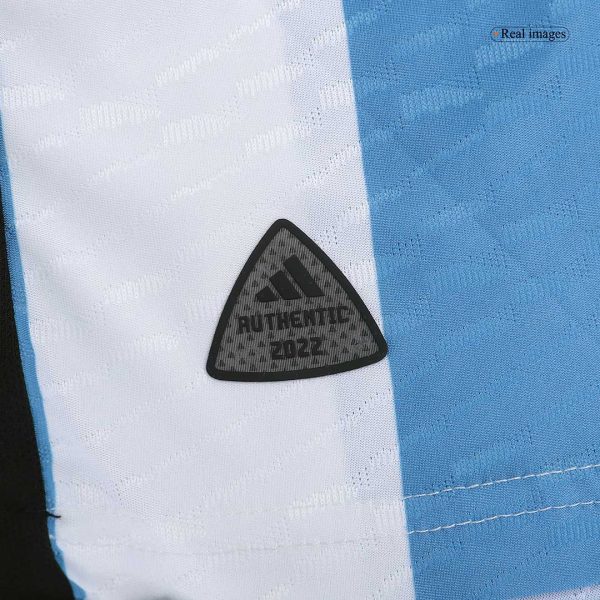 New SignMESSI #10 Argentina Three Stars Home 2022 Champion Authentic Jersey