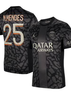 N.MENDES #25 PSG Third Away Soccer Jersey 2023/24