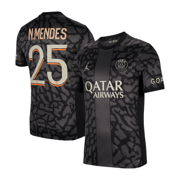 N.MENDES #25 PSG Third Away Soccer Jersey 2023/24