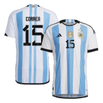 New CORREA #15 Argentina Three Stars Home World Cup 2022 Champion Authentic Jersey