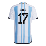 GOMEZ #17 Argentina Three Stars Home Authentic Jersey World Cup 2022