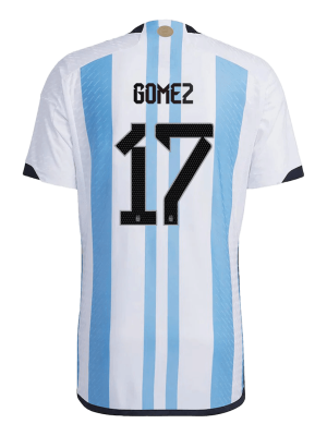 GOMEZ #17 Argentina Three Stars Home Authentic Jersey World Cup 2022