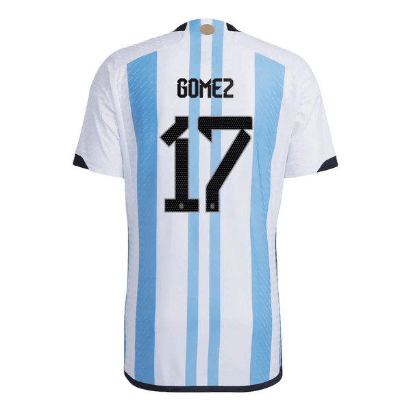 GOMEZ #17 Argentina Three Stars Home Authentic Jersey World Cup 2022