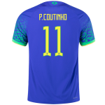 P.Coutinho #11 Brazil Away Authentic Jersey 2022