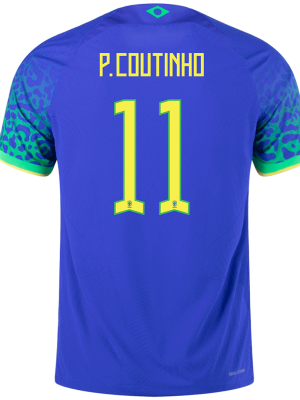 P.Coutinho #11 Brazil Away Authentic Jersey 2022