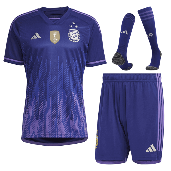 Argentina Away World Cup Jerseys Full Kit 2022 - Three Stars