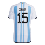 New CORREA #15 Argentina Three Stars Home World Cup 2022 Champion Authentic Jersey