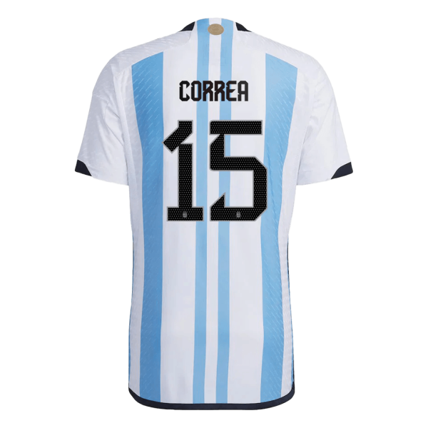 New CORREA #15 Argentina Three Stars Home World Cup 2022 Champion Authentic Jersey