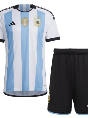 Argentina Home Kids Jerseys Kit 2022 - Three Stars