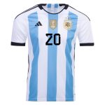 New MAC ALLISTER #20 Argentina Three Stars Home 2022 Champion Jersey