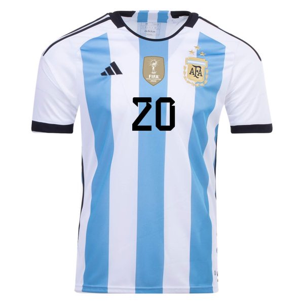 New MAC ALLISTER #20 Argentina Three Stars Home 2022 Champion Jersey