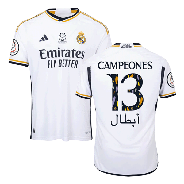 CAMPEONES #13 Real Madrid Campeones Supercopa Home Authentic Soccer Jersey 2023/24