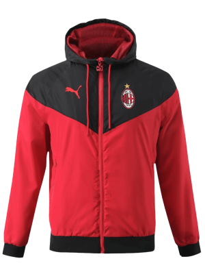 AC Milan Hoodie Windbreaker Jacket 2023/24 - Black&Red