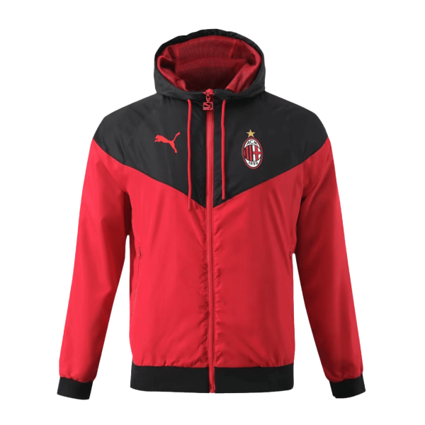 AC Milan Hoodie Windbreaker Jacket 2023/24 - Black&Red