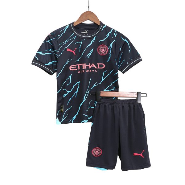 Manchester City Third Away Kids Soccer Jerseys Full Kit 2023/24