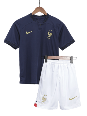 France Home World Cup Kids Jerseys Kit 2022