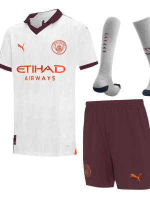 Manchester City Away Kids Soccer Jerseys Full Kit 2023/24