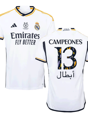 CAMPEONES #13 Real Madrid Campeones Supercopa Home Soccer Jersey 2023/24