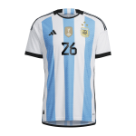 New MOLINA #26 Argentina Three Stars Home World Cup 2022 Champion Authentic Jersey