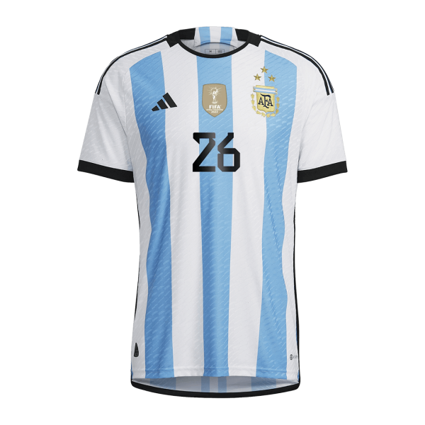 New MOLINA #26 Argentina Three Stars Home World Cup 2022 Champion Authentic Jersey