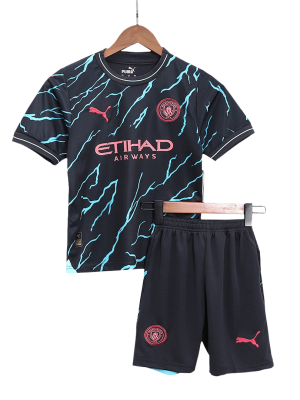 Manchester City Third Away Kids Soccer Jerseys Kit 2023/24