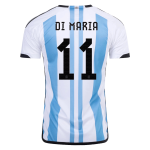 New DI MARIA #11 Argentina Three Stars Home 2022 Champion Jersey