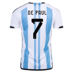 New DE PAUL #7 Argentina Three Stars Home 2022 Champion Jersey