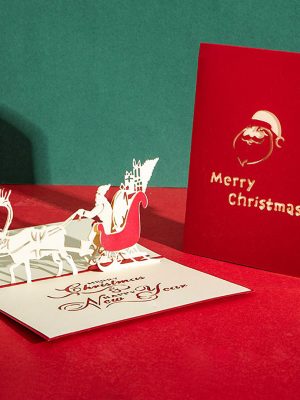 3D Pop Up Christmas Greeting Card (Santa & Reindeer)