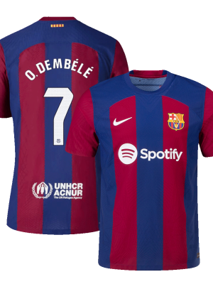 O.DEMB?L? #7 Barcelona Home Authentic Jersey 2023/24