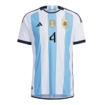 New MONTIEL #4 Argentina Three Stars Home World Cup 2022 Champion Authentic Jersey