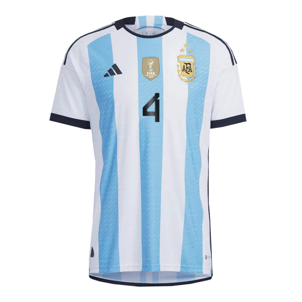 New MONTIEL #4 Argentina Three Stars Home World Cup 2022 Champion Authentic Jersey