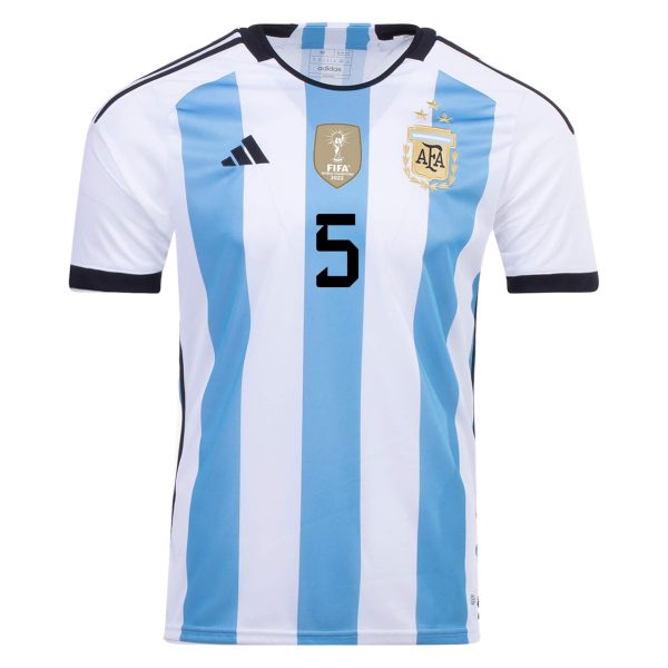 New PAREDES #5 Argentina Three Stars Home 2022 Champion Jersey