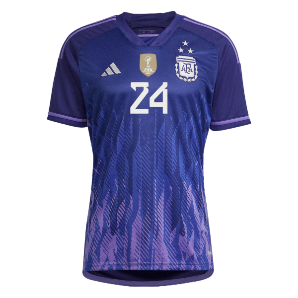 E. FERNANDEZ #24 Argentina Three Stars Away Jersey World Cup 2022