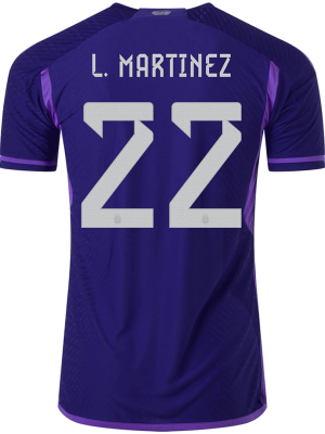 L. MARTINEZ #22 Argentina Away Authentic Jersey World Cup 2022