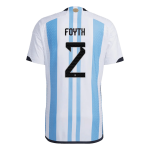 New FOYTH #2 Argentina Three Stars Home World Cup 2022 Champion Authentic Jersey