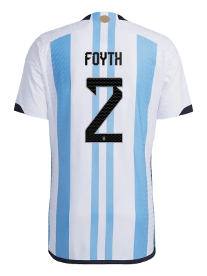 New FOYTH #2 Argentina Three Stars Home World Cup 2022 Champion Authentic Jersey