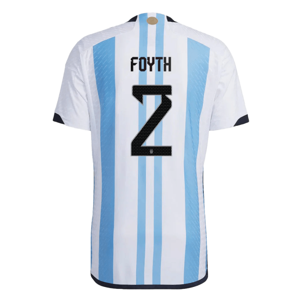 New FOYTH #2 Argentina Three Stars Home World Cup 2022 Champion Authentic Jersey