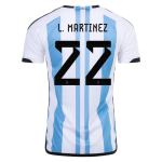 L. MARTINEZ #22 Argentina Three Stars Home Jersey 2022