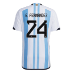 E. FERNANDEZ #24 Argentina Three Stars Home Authentic Jersey World Cup 2022