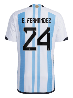 E. FERNANDEZ #24 Argentina Three Stars Home Authentic Jersey World Cup 2022