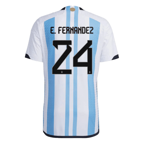 E. FERNANDEZ #24 Argentina Three Stars Home Authentic Jersey World Cup 2022